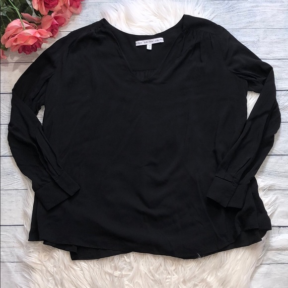 & Other Stories Tops - & Other Stories Flounce Black V-neck Blouse